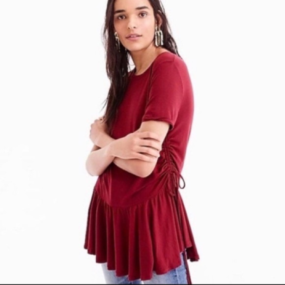 J. Crew Drawstring Peplum Tee in White - Picture 2 of 4